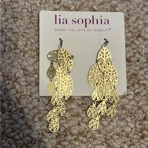 Lia Sophia Gold Filigree Dangle Earrings